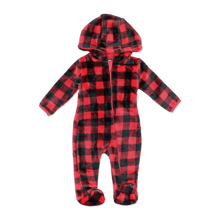 Baby Mode Plush Pram: Red Buffalo Plaid 3M
