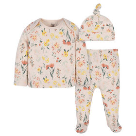 Gerber Childrenswear - Chemise, pantalon et casquette 3 pièces - Wildflower - 0-3M
