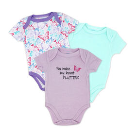 Baby Mode 3 Pack Bodysuit: Purple Butterfly