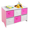 Pink/White Wood Storage Bench with bins