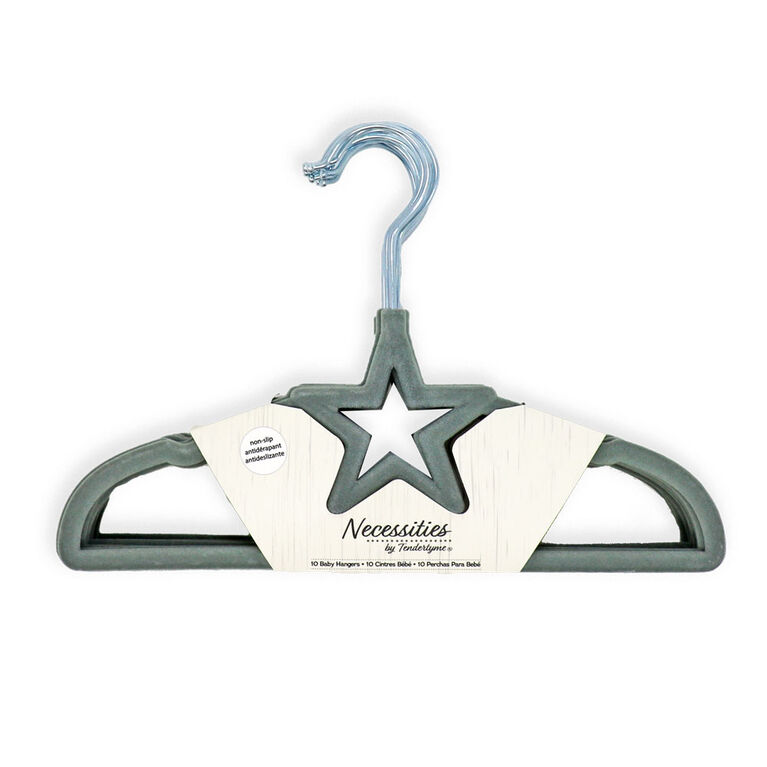 Necessities By Tendertyme Grey Star Hanger: Set of 10