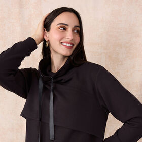 Motherhood -  Long Sleeve Scuba Funnel Nursing Top - Black -S