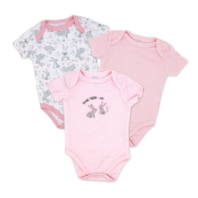 Baby Mode 3 Pack Bodysuit: Pink Bunny 3-6M