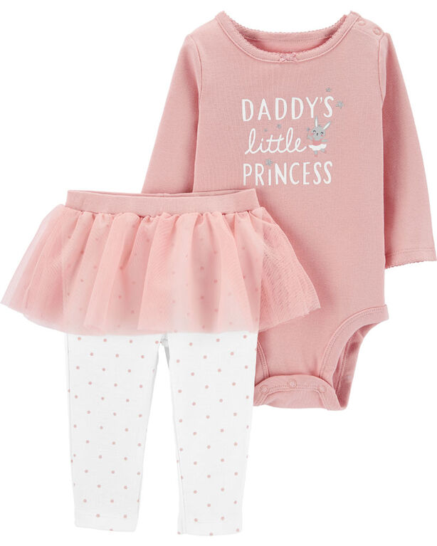 Carter’s 2-Piece Princess Tutu Bodysuit Pant Set - Pink, 12 Months