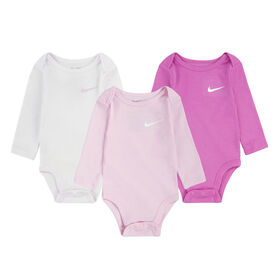 Nike 3 Pack Long Sleeve Bodysuit - Pink Foam - 9 Months