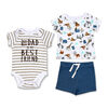 Mini Hop 3 Piece Blue Short Set: Animals