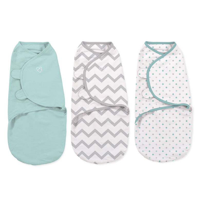 Summer Infant SwaddleMe - Couverture-sac originale - Petite - Ensemble de 3 - Zigzags, points multicolores.