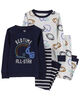 Pyjama 4 pièces en coton ajusté à imprimé de football noir Carter's 3T