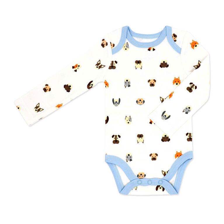 Baby Mode Long Sleeve Bodysuit:Blue Doggy 18M
