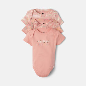 3 Pack Bodysuit Mid Pink Floral Print 9-12M