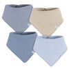 Just Born - Lot de 4 Bavoirs Bandana en Mousseline - Bleu