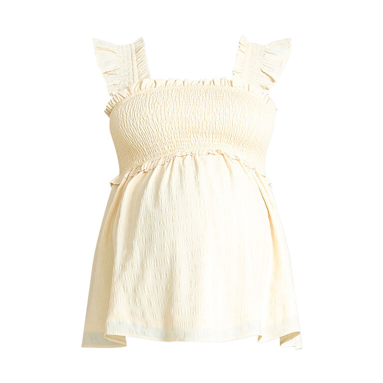 Motherhood Ruffle Sleeve Smocked Babydoll Top