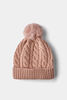 RISE Little Earthling Pom Pom Cable Hat Light Pink