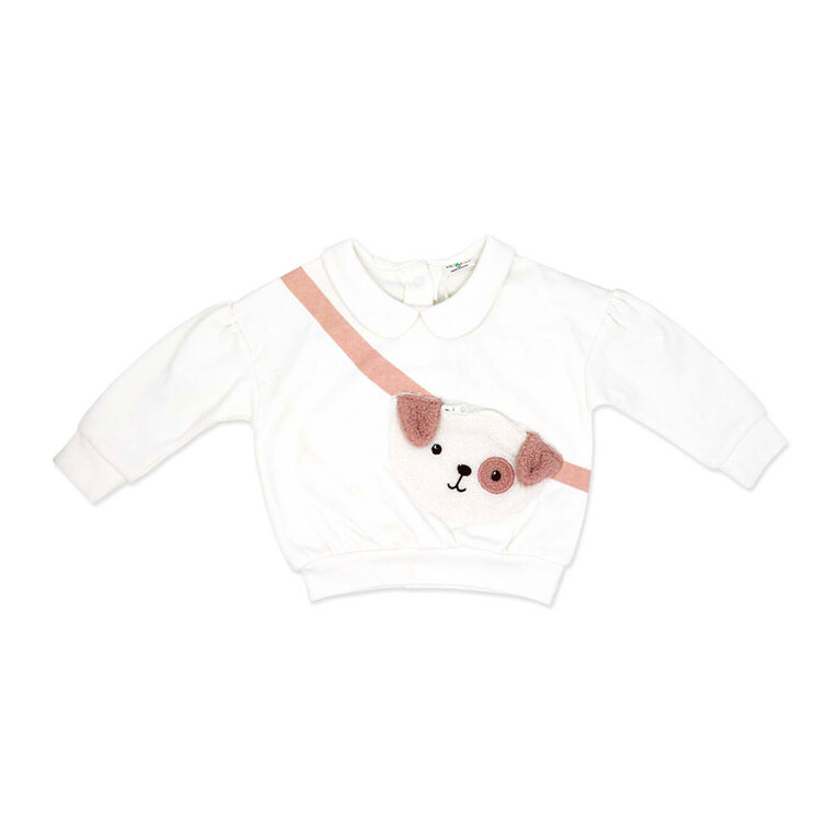 Lily & Jack 2 Piece Sweater Set: Cream Dog