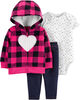 Carter's 3-Piece Heart Cardigan Set - Pink, Newborn