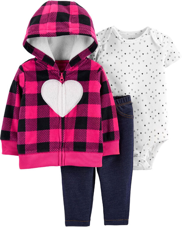 Carter's 3-Piece Heart Cardigan Set - Pink, Newborn