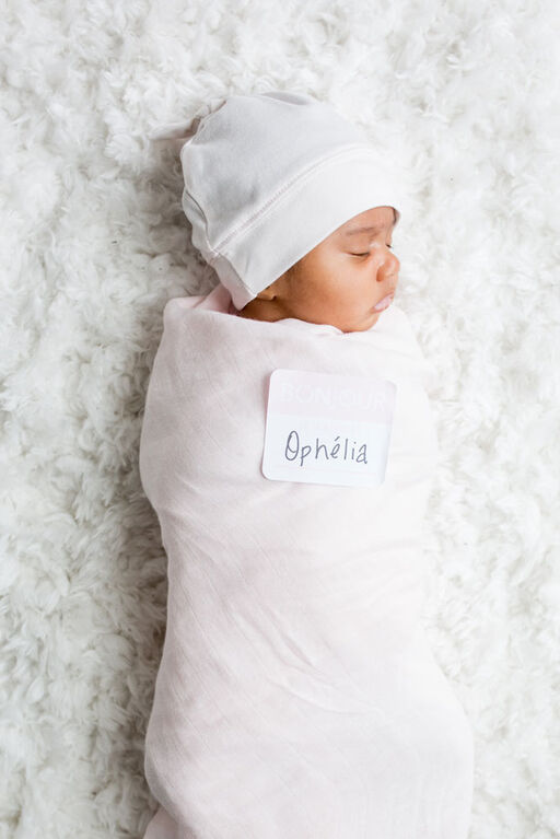 Lulujo Ensemble chapeau et couverture en bambou pour bébé nouveau-né Hello World Rose