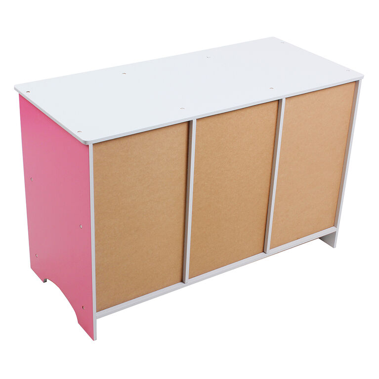 Pink/White Wood Storage Bench with bins