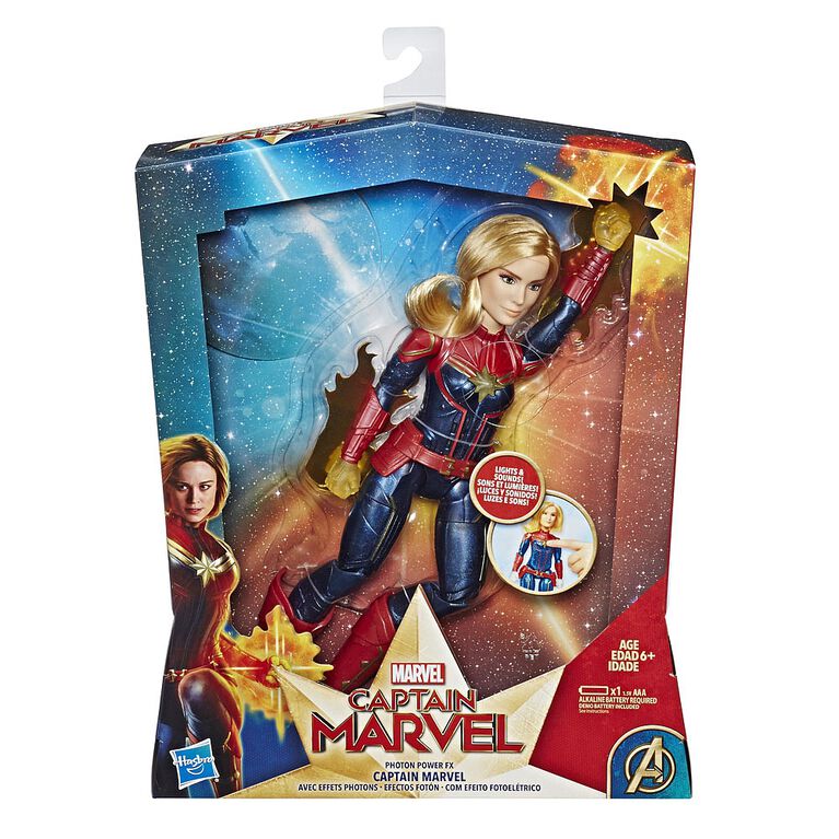 Marvel Captain film Marvel Captain de Marvel - Figurine électronique Capitaine Marvel avec effets photons.