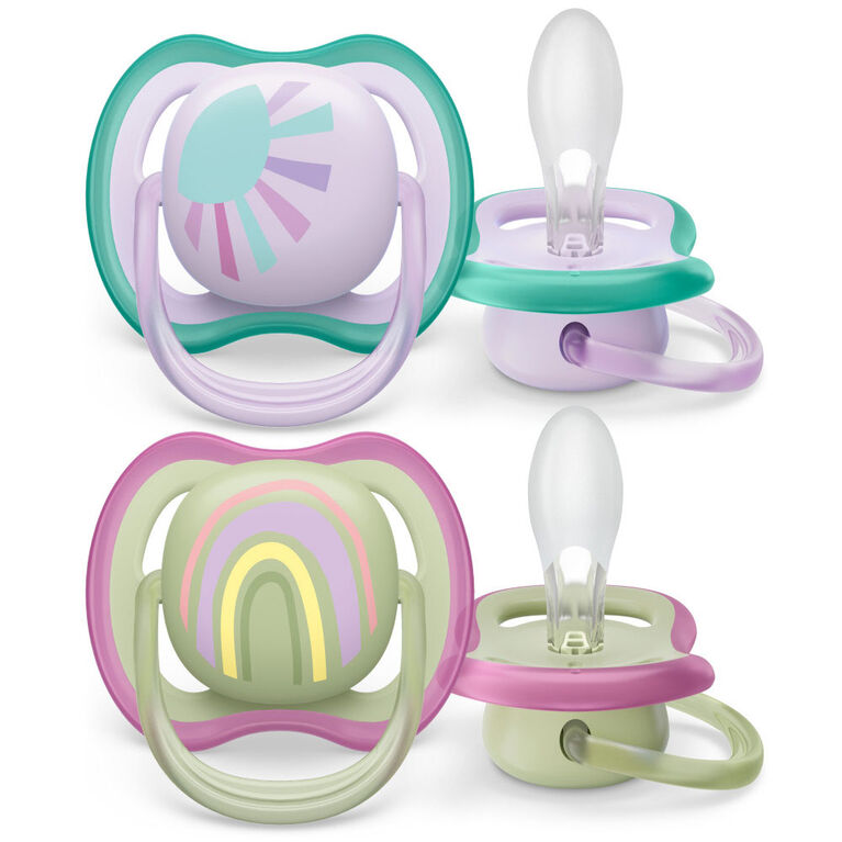 Avent Ultra Air Pacifier 0-6m sun/ rainbow 2pk