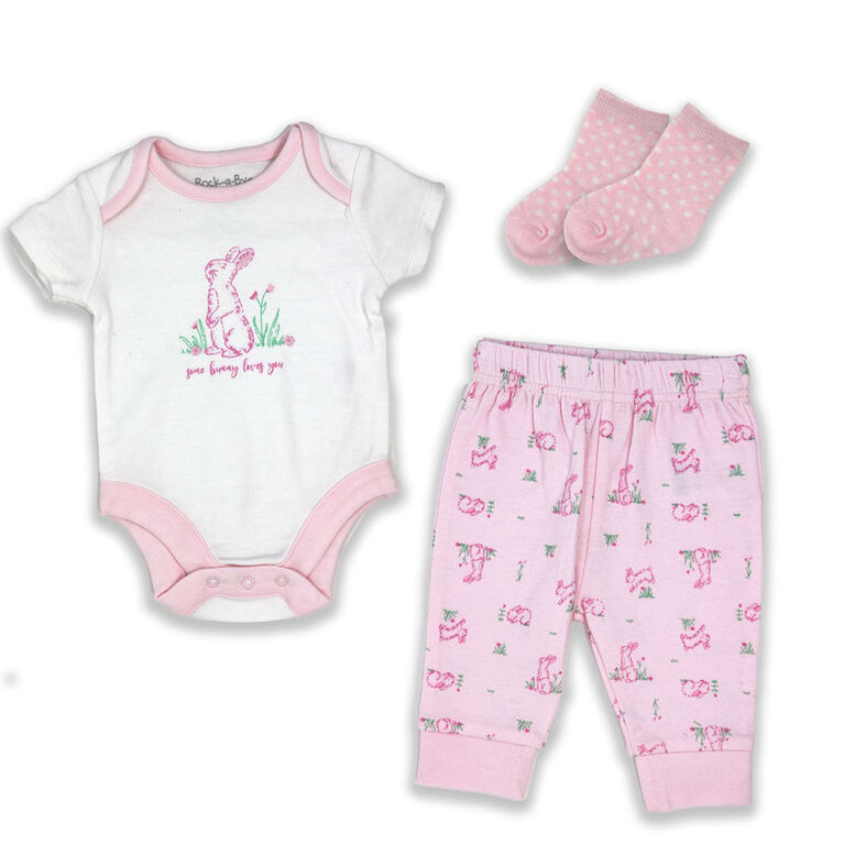 Rock a Bye Baby 3 Piece Jogger Set: Bunny 0-3M
