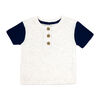 Baby Mode 3 Piece French Terry Jogger Set: Navy Stripe 6-9M
