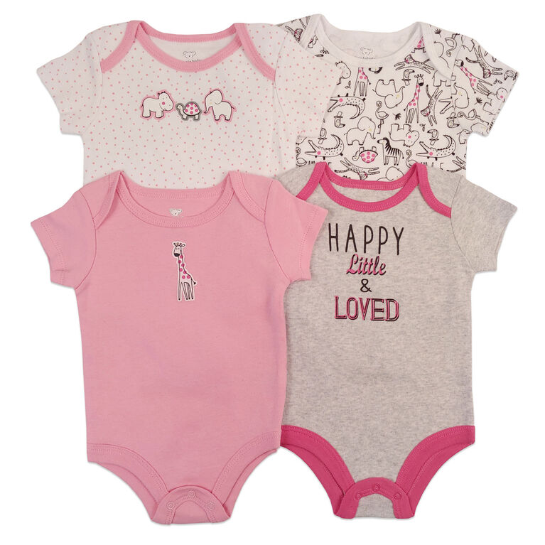 Koala Baby 4-Pack Bodysuit - Pink, Preemie