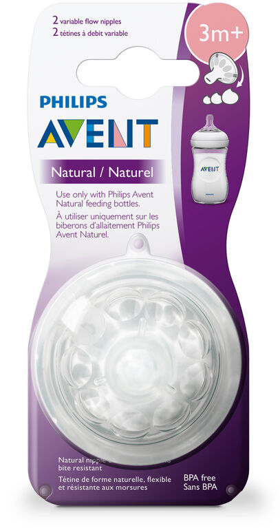 Philips Avent Natural Baby Bottle Nipple, Variflow Nipple 3M+ 2-Pack