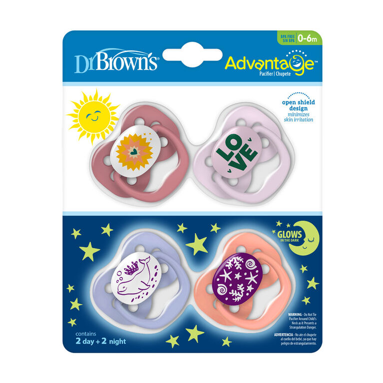 Advantage Pacifier Stage 1 Coral 4 Pack