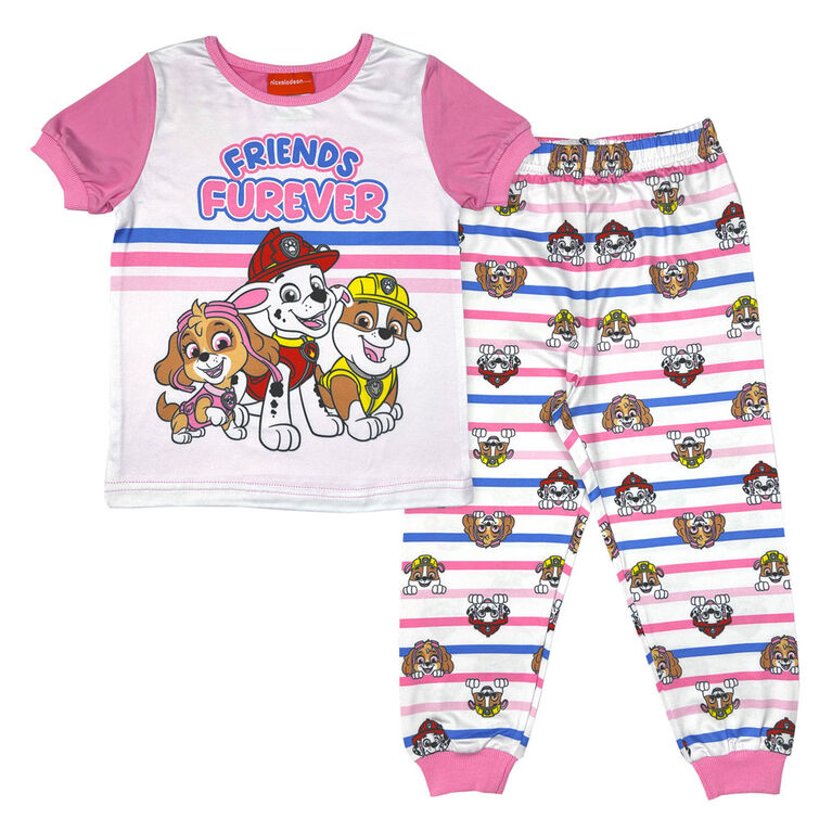 Paw Patrol 2 Piece Pajama Set - White/Pink 