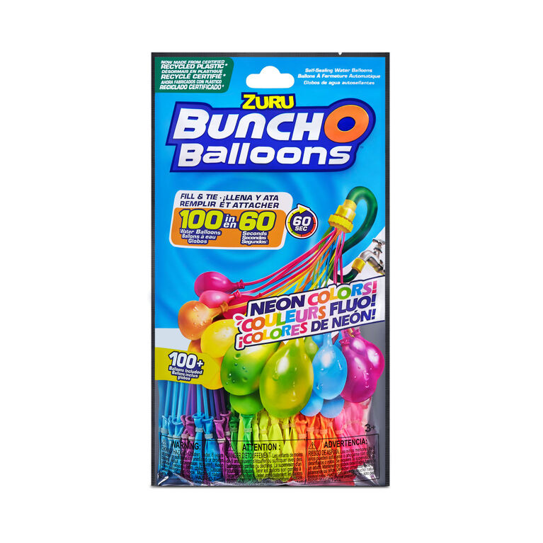 Neon Splash Bunch O Balloons 100+ Rapid-Filling Self-Sealing Neon Water Balloons (3 Pack) by ZURU