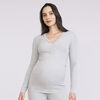 Motherhood - Long Sleeve Snap Henley Nursing Top - Grey Mix - L