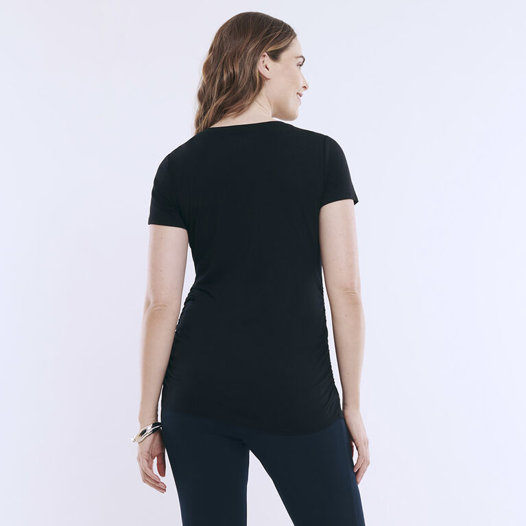 Motherhood T-Shirt À Manches Courtes Et Col En V Froncé Sur Le Côté