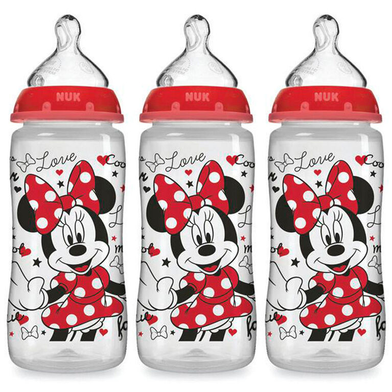 NUK Smooth Flow Disney Bottle, Minnie Mouse, 10 oz, 3 Pack, 0+ Months