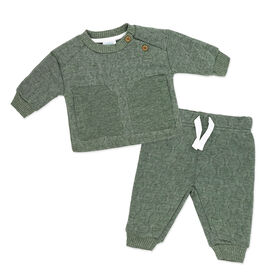 Baby Mode 2 Piece Quilted Jogger Set: Green 12M