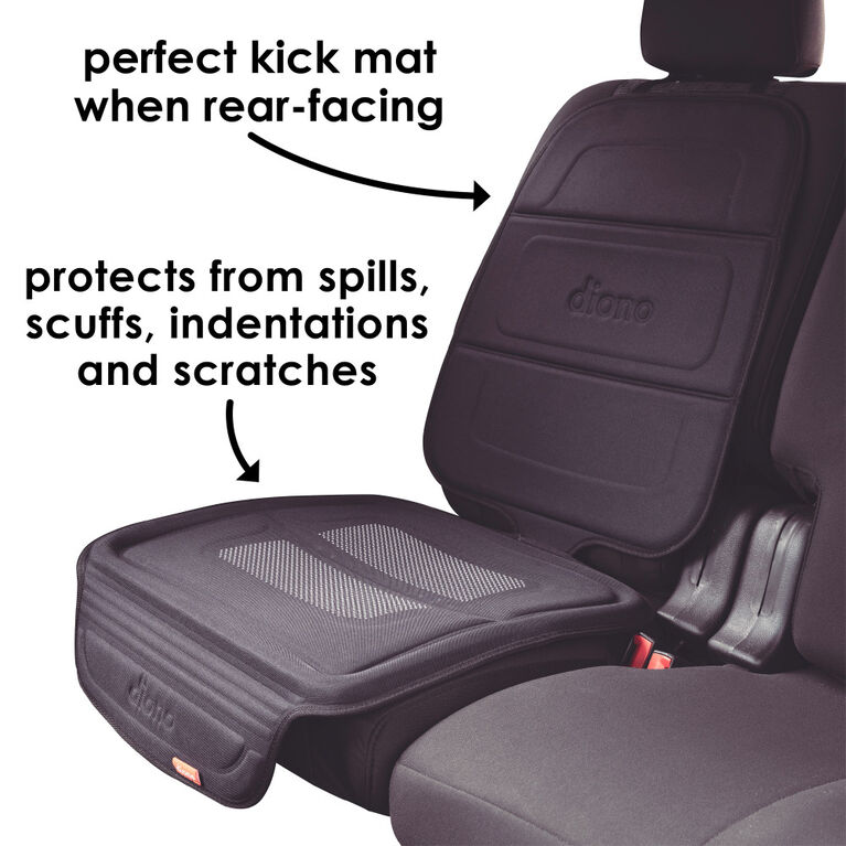 Diono Seat Guard Complete, Full Size Car Seat Protector For Under Child Car Seat, Crash Tested, Raised Edges, Thick Padding & Non Slip Backing For Durable Protection, Black