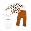 Baby Mode Ensemble veste 3 pièces en velours côtelé :Fleur sauvage brune 12M
