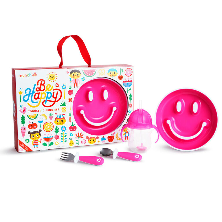 Munchkin- Be Happy Toddler Dining Set - Pink - English Edition