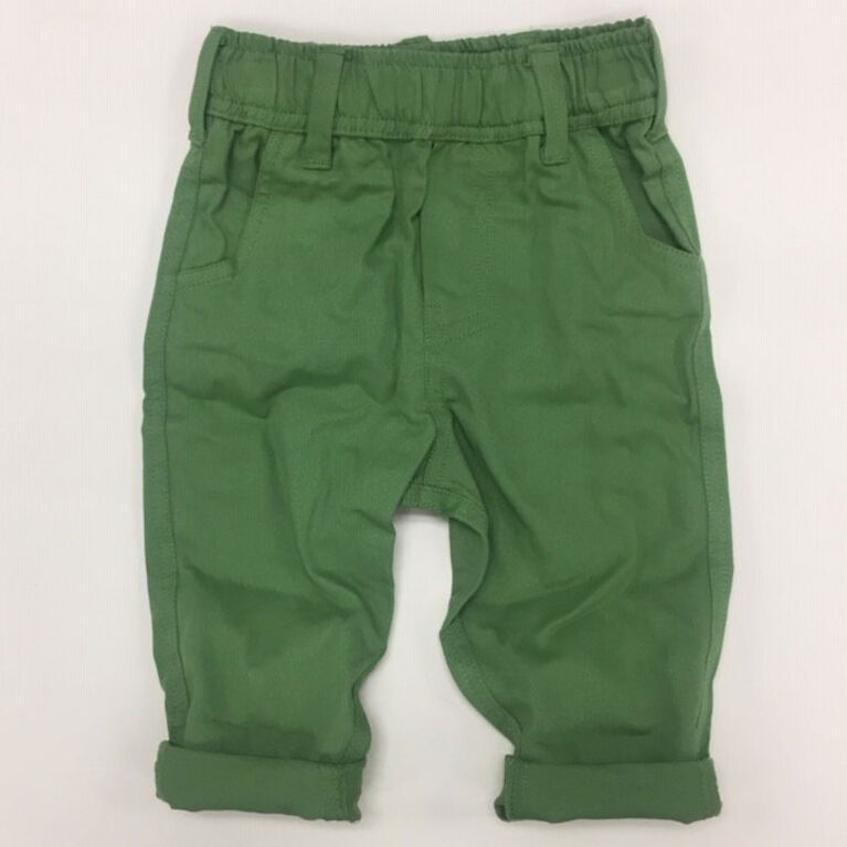 Coyote and Co. Pantalon en sergé à taille élastique - Vert cactus - de 0 à 3 mois.