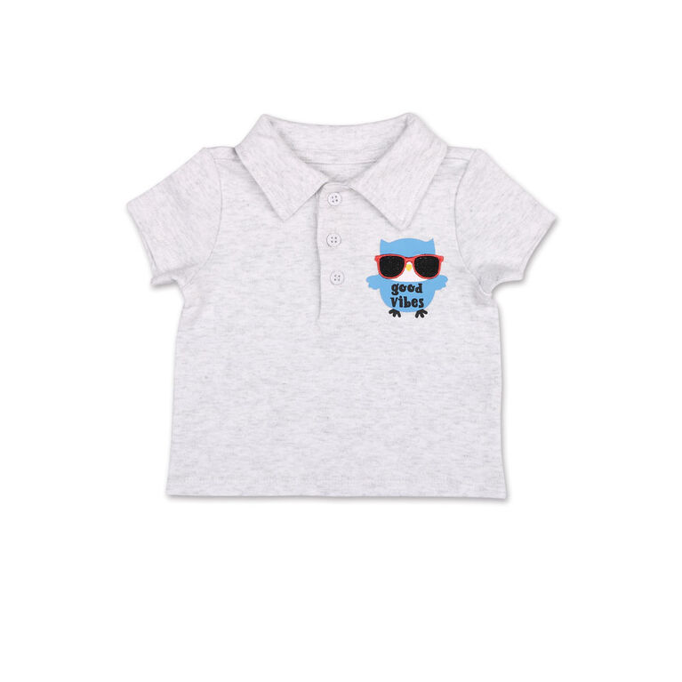 Ensemble 2 pièces Koala Baby « Good Vibes » - polo et culotte courte imprimée, Nouveau-né