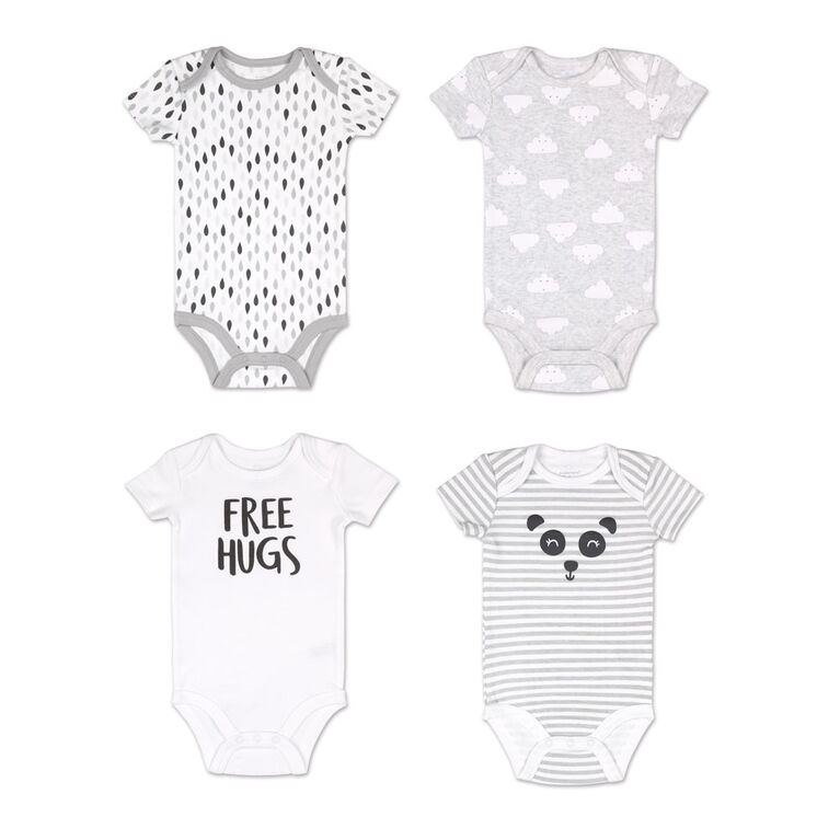 Koala Baby 4 Pack Short Sleeved Bodysuit, Free Hugs, 6-9 Months