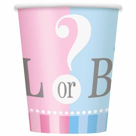 Gender Reveal 9oz Paper Cups, 8 pieces - English Edition