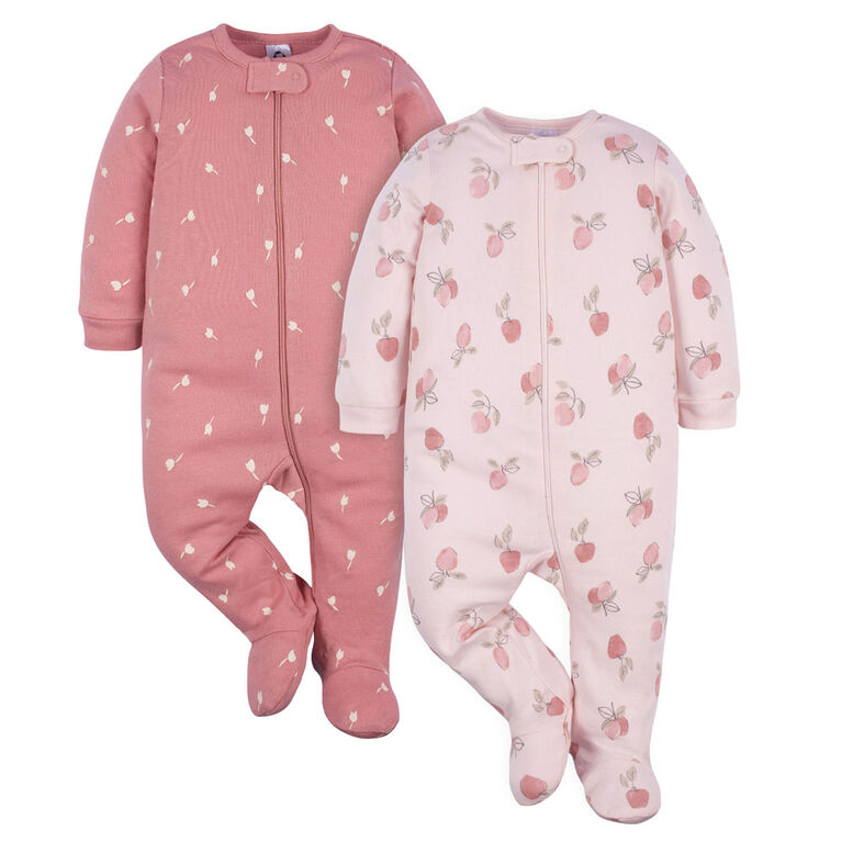 V&ecirc;tements pour enfants Gerber - Paquet de 2 Sleep N Play - Appley Sweet - NB