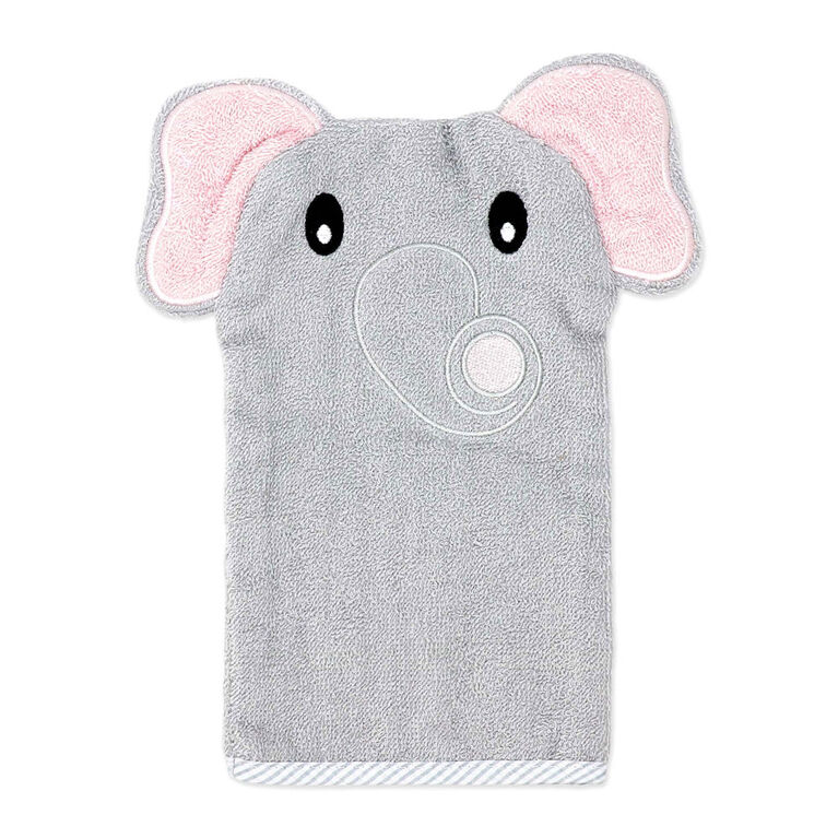 Baby Mode Signature Serviette &agrave; capuche et gant &eacute;l&eacute;phant gris