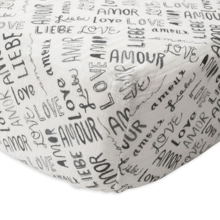 Red Rover - Cotton Muslin Crib Sheet - Love Language - R Exclusive