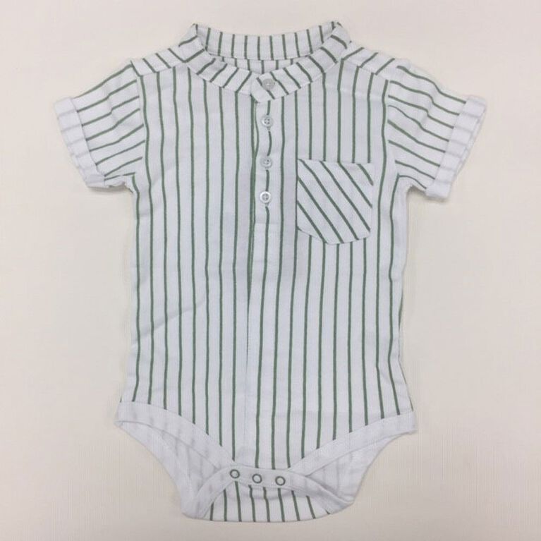Coyote and Co. Green pin stripe white bodysuit - size 9-12 months