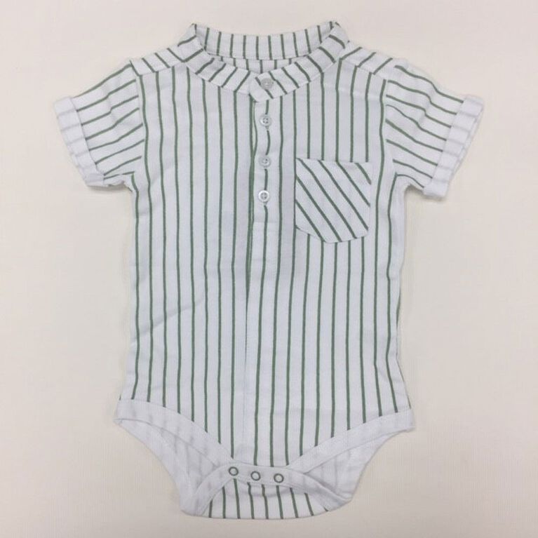 Coyote and Co. Green pin stripe white bodysuit - size 12-18 months