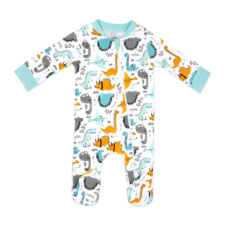 Baby Mode Combinaison interlock : Dinosaure turquoise 12M