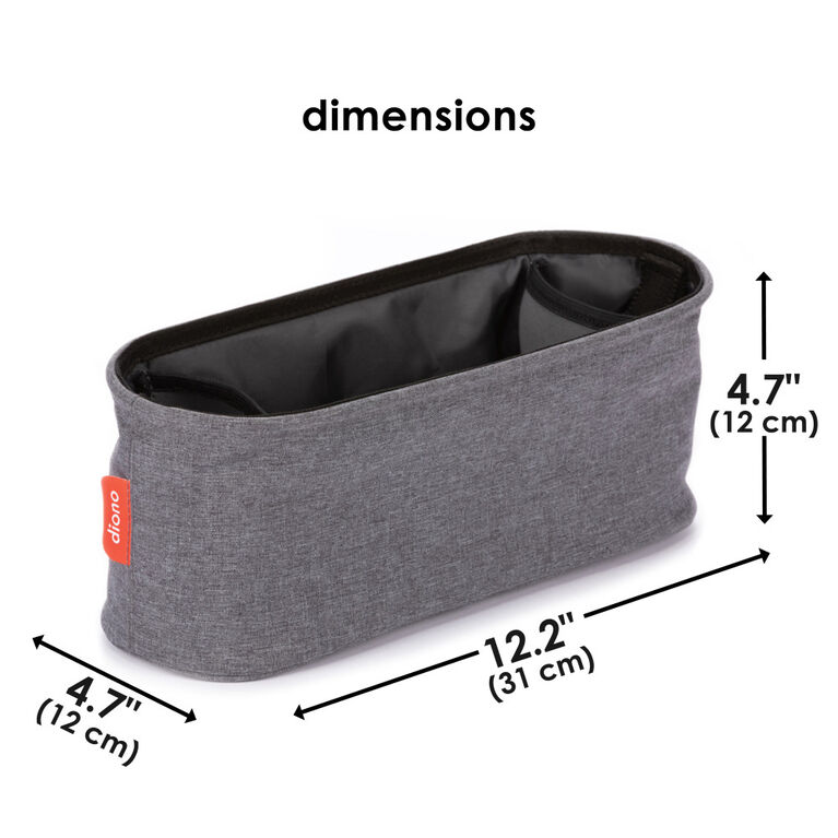 Diono Buggy Buddy Universal Stroller Organizer With Cup Holders, Secure Attachment, Zippered Pockets, Safe & Secure, Gray