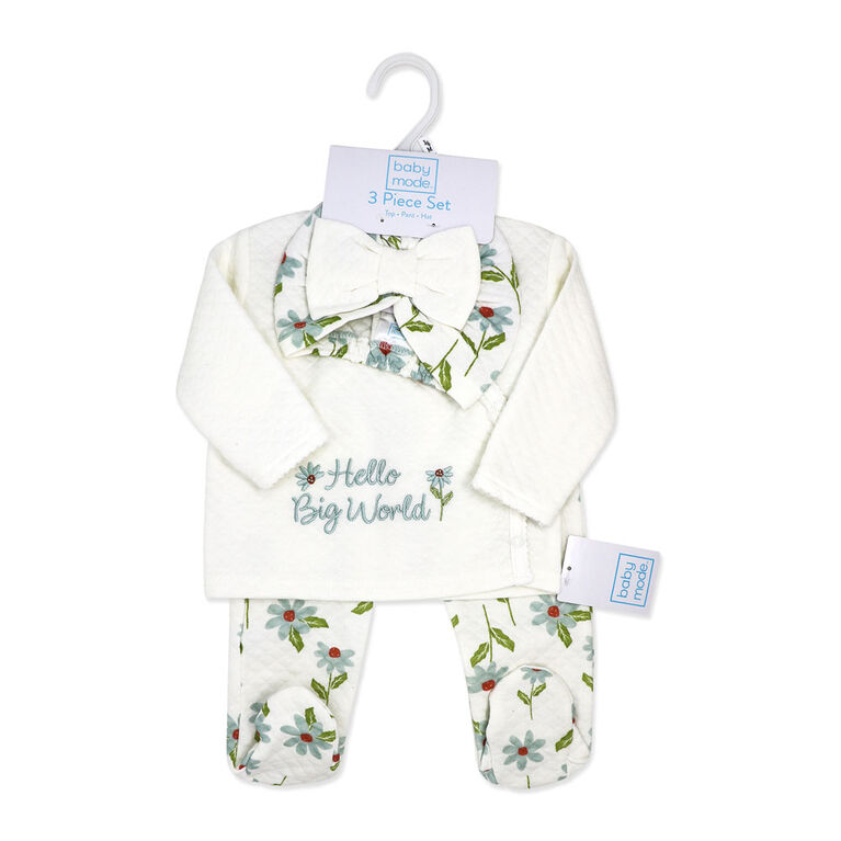 Baby Mode 3 Piece Quilted Take Me Home :Blue Hello Big World 6-9M